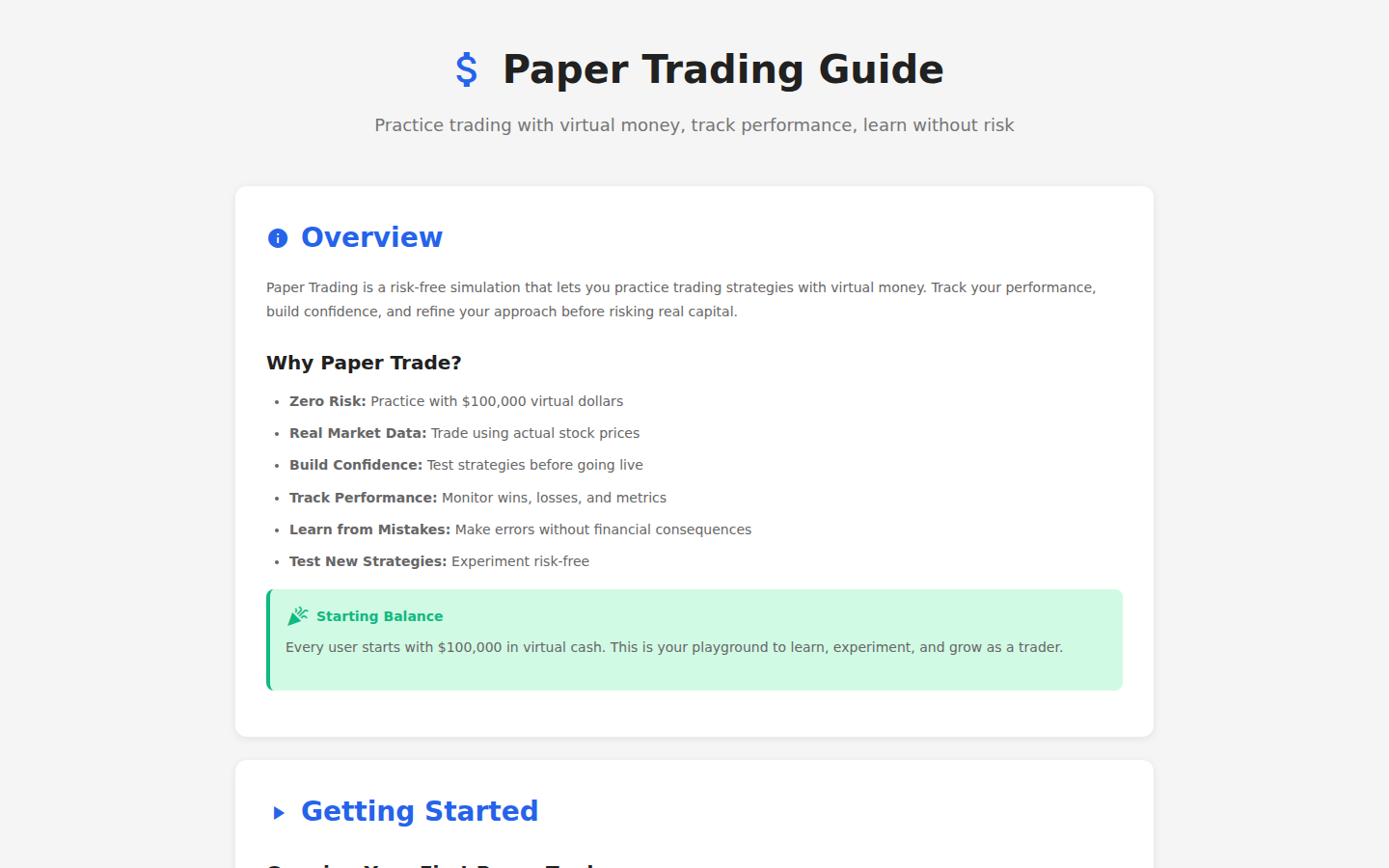 Paper Trading Help