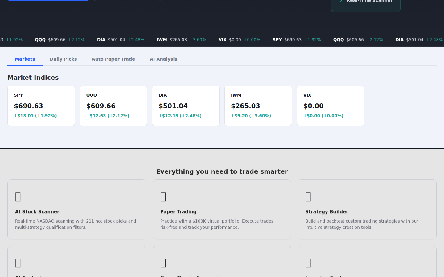 Scrolling Market Ticker