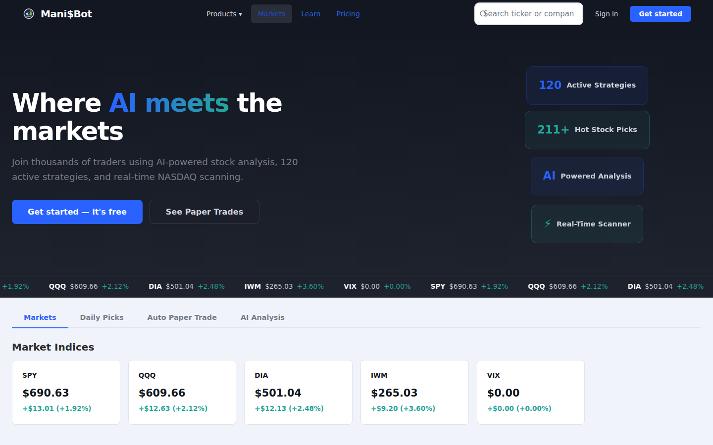 Markets Tab Selected